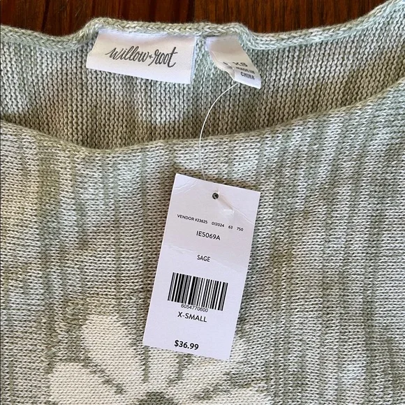 Sage Green Floral Long Sleeve Sweater Top XS - Buckle Willow & Root - Picture 4 of 4